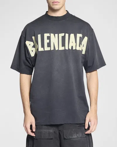 Balenciaga Men's Masking Tape Logo T-shirt In Noir