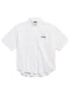 Balenciaga Short Sleeve Silk Blend Button Down Shirt In White