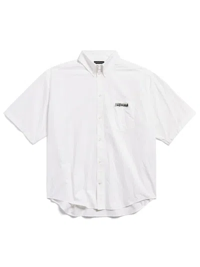 BALENCIAGA BALENCIAGA MEN'S MASKING TAPE SHORT SLEEVE SHIRT LARGE FIT