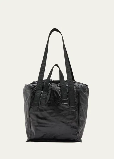 Balenciaga Men's Medium Cargo Leather Tote Bag In Black