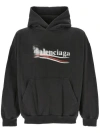 Balenciaga Black Political Stencil Hoodie In Faddblkwht