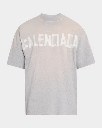 BALENCIAGA MEN'S MEDIUM-FIT TAPE LOGO T-SHIRT
