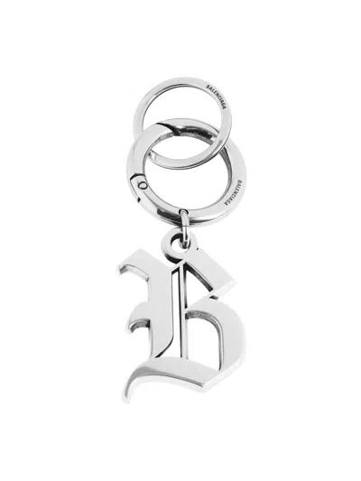 Balenciaga Men's Melrose B Keychain In Silver
