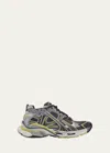 Balenciaga Runner Mesh And Faux Leather Sneakers In Grey/yel/wht