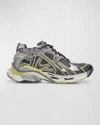 Balenciaga Runner Mesh And Faux Leather Sneakers In Grey/yel/wht