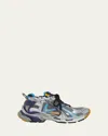 Balenciaga Multicolor Mesh And Rubber Runner Sneakers In Gry/blu/yel
