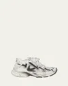Balenciaga Men's Mesh Runner Sneakers In White/black