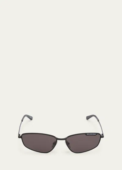 Balenciaga Men's Metal Cat-eye Sunglasses With Logo In Black