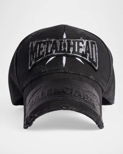 Balenciaga Men's Metalhead Baseball Cap In 1000 Black