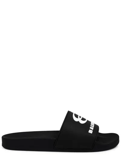 Balenciaga Slip-on Sandal With Logo In Black