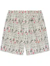 Balenciaga Men's Mini Pyjama Shorts In White/black/red