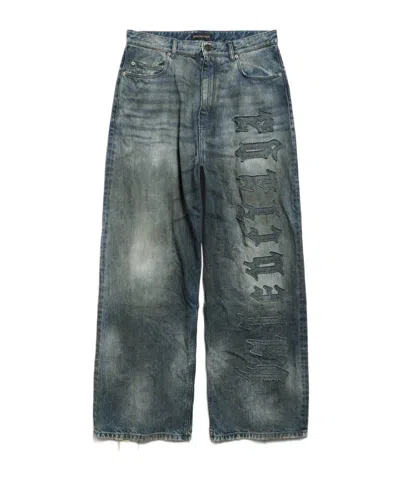 Balenciaga Men's Minimal Baggy Pants In Dirty Grey/light Blue