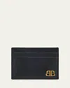Balenciaga Men's Monaco Bb Leather Card Holder In Black