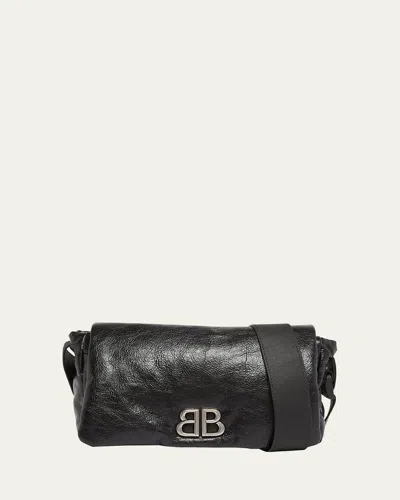 Balenciaga Men's Monaco Leather Messenger Bag In Black