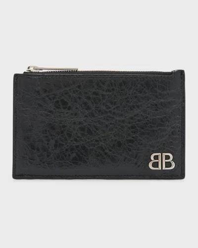 Balenciaga Men's Monaco Long Coin Card Holder In 1000 Black