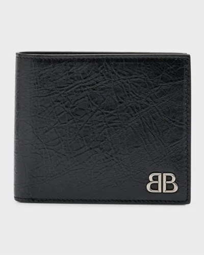 Balenciaga Men's Monaco Square Folded Wallet In Black
