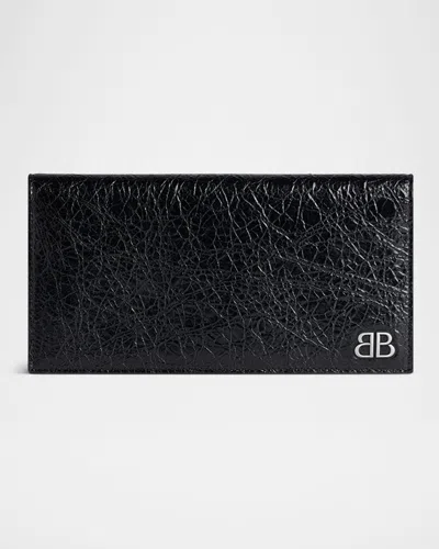 Balenciaga Men's Monaco Vertical Long Wallet In 1000 Black
