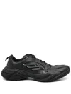Balenciaga Men 'monday' Black Low Top Sneakers With Logo Detail And Embossed Size On The Rear In Lea In Black