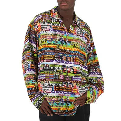 Balenciaga Men's Multicolor Long Sleeve Minimal Shirt In Neutral