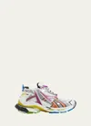 Balenciaga Runner Distressed Rubber And Mesh Sneakers In White Pink Orange