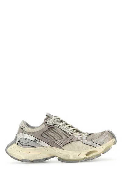 Balenciaga Men Multicolor Synthetic Leather And Mesh Stapler Sneakers In Gray