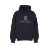 Balenciaga Black Hoodie With Fixed Hood And Logo Lettering On The Front In Cotton Man In Blue