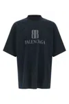 Balenciaga Faded Black Nano Bb Medium Fit T-shirt In Gray
