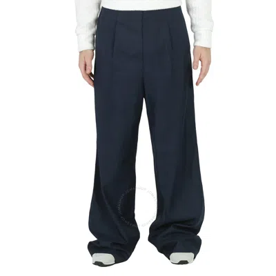 Balenciaga Men's Navy Crinkl Large Fit Pants In Blue