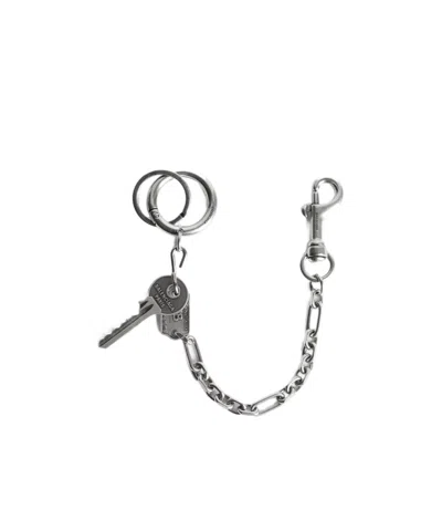 Balenciaga Men's Neverlost Keychain In Antique Silver In Vintage Silver