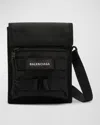 Balenciaga Men's Nylon Army Pouch With Strap In 1000 Black