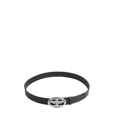 Balenciaga Men's Oval Bb Belt In Black
