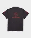Balenciaga Men's Oversized Crest Logo T-shirt In 8478 Washed Black/red