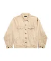 Balenciaga Beige Denim Jacket With Contrast Logo Embroidery In Gold