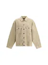 Balenciaga Beige Denim Jacket With Contrast Logo Embroidery In Neutral
