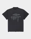 Balenciaga Men's Oversized Distressed T-shirt In 1013 Faded Wash Blck/anth
