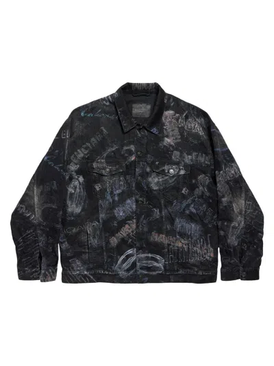 Balenciaga Buttoned Printed Jacket In Black