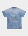 Balenciaga Oversized Paris Moon T-shirt In Bleu
