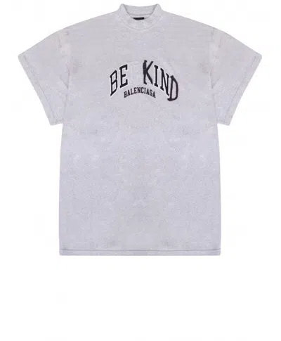 Balenciaga Be Kind Short-sleeved Grey T-shirt For Men In Gray