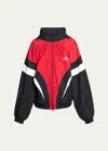 Balenciaga Off-shoulder Cotton Blend Track Jacket In Noir