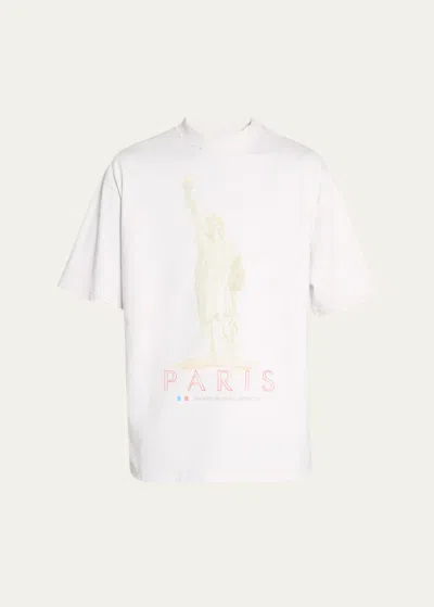 Balenciaga Men's Paris Liberty Medium-fit T-shirt In Bianco