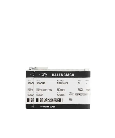 Balenciaga Men's Passport Boarding Pass Long Coin And Card Holder In Black/white