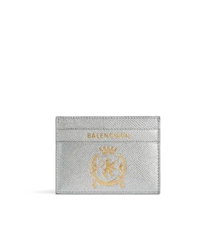 Balenciaga Men's Passport Card Holder In Silver In Gray