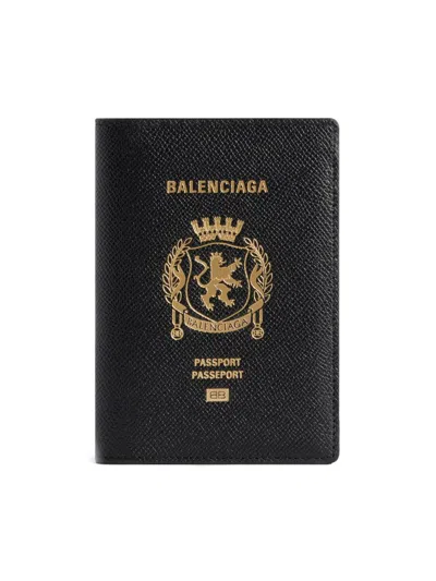 Balenciaga Calfskin Passport Holder In Black