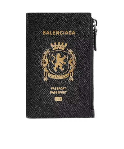 Balenciaga Men's Passport Long Coin And Card Holder In Black