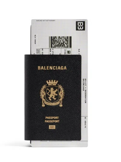 Pre-owned Balenciaga Men's Passport Long Wallet 1 Ticket In Black
