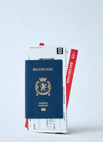 Balenciaga Men Passport Long Wallet In Blue