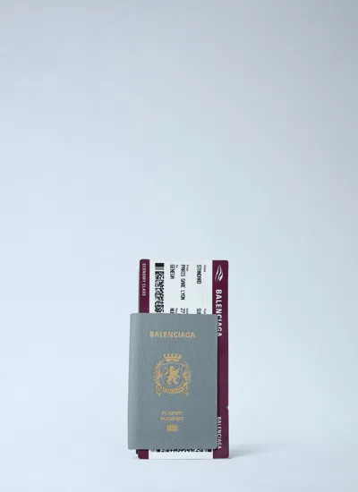 Balenciaga Men Passport Long Wallet In Gray