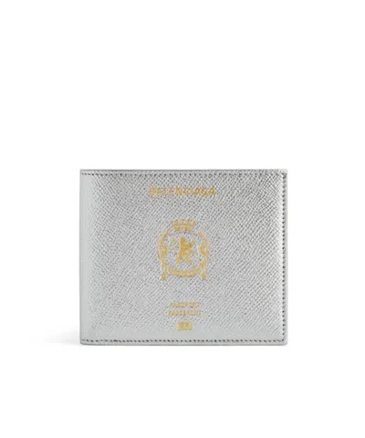 Balenciaga Men's Passport Square Folded Wallet In Silver