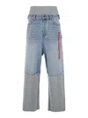 Balenciaga Men Light Blue Denim And Grey Fleece Trousers In Blue