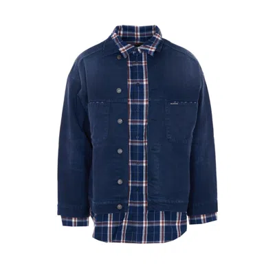Balenciaga Men Patched Shirt Jacket In Blue
